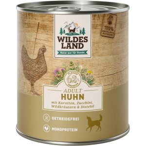 Wildes Land Hunde-Nassfutter Huhn mit Karotten und Distelöl 6 x 800 g