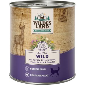 Wildes Land Hunde-Nassfutter Wild mit Kürbis und Distelöl 6 x 800 g