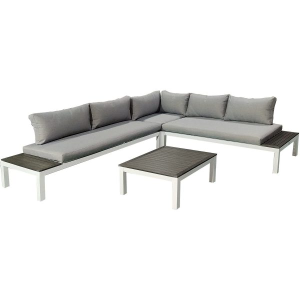 Gartenfreude Aluminium-Lounge Ambience Zwei- u. Dreisitzer Ecksitz Tisch Weiß