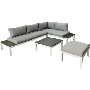 Gartenfreude Aluminium-Lounge Ambience Zwei- u. Dreisitzer Hocker Tisch Weiß