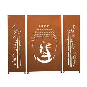 Ferrum Art Sichtschutzwand Buddha Rost