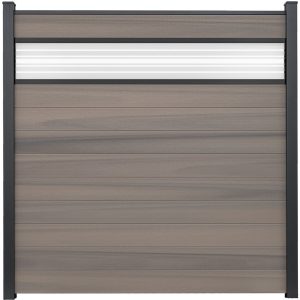 GroJa Solid Steckzaun mit 15 cm Glaseinsatz 180 x 180 cm Bi-Color Braun