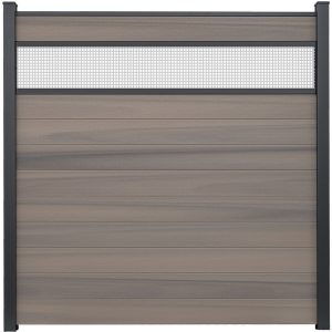 GroJa Solid Steckzaun mit 30 cm Lochblech 180 x 180 cm Bi-Color Braun