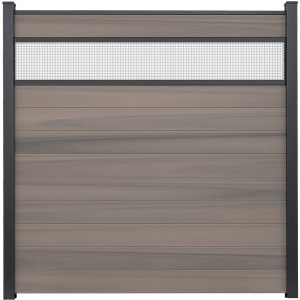 GroJa Solid Steckzaun mit 30 cm Lochblech 180 x 180 cm Bi-Color Braun