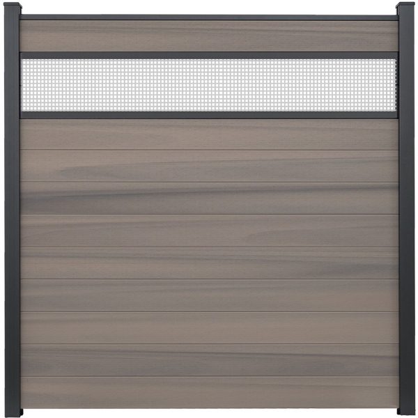 GroJa Solid Steckzaun mit 30 cm Lochblech 180 x 180 cm Bi-Color Braun