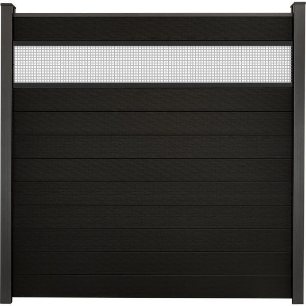 GroJa Solid Steckzaun mit 30 cm Lochblech 180 x 180 cm Schwarz
