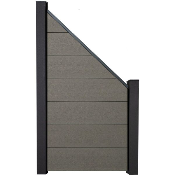 GroJa Solid Grande Steckzaun Schräg 90 cm x 180/90 cm Grau