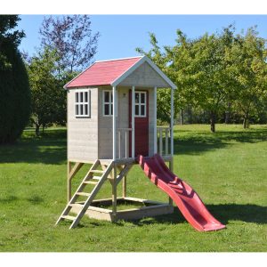 Wendi Toys Kinderspielhaus Frosch Spielturm inkl. Veranda & Rutsche 242 cm x 197