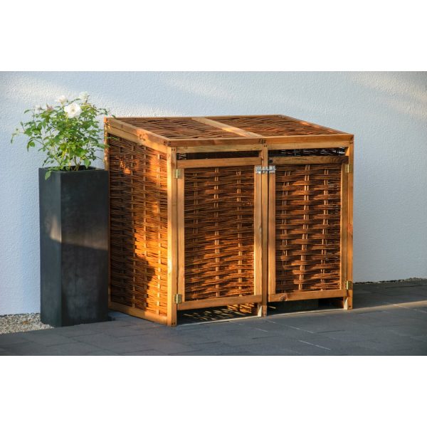 Mülltonnenbox Weide ungeschält 2 x 120 l