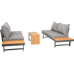 Acamp Loungegruppe Shadow Anthrazit-Teak