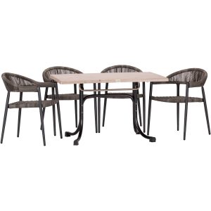 Acamp Set 4x Sessel Brooklyn 1x Tisch Boulevard 120 cm x 80 cm Anthrazit