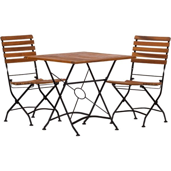 Acamp Set Lindau 2x Stuhl 1x Tisch 80 cm x 80 cm Teak-Schwarz