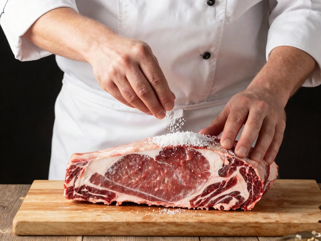 Grillfleisch salzen