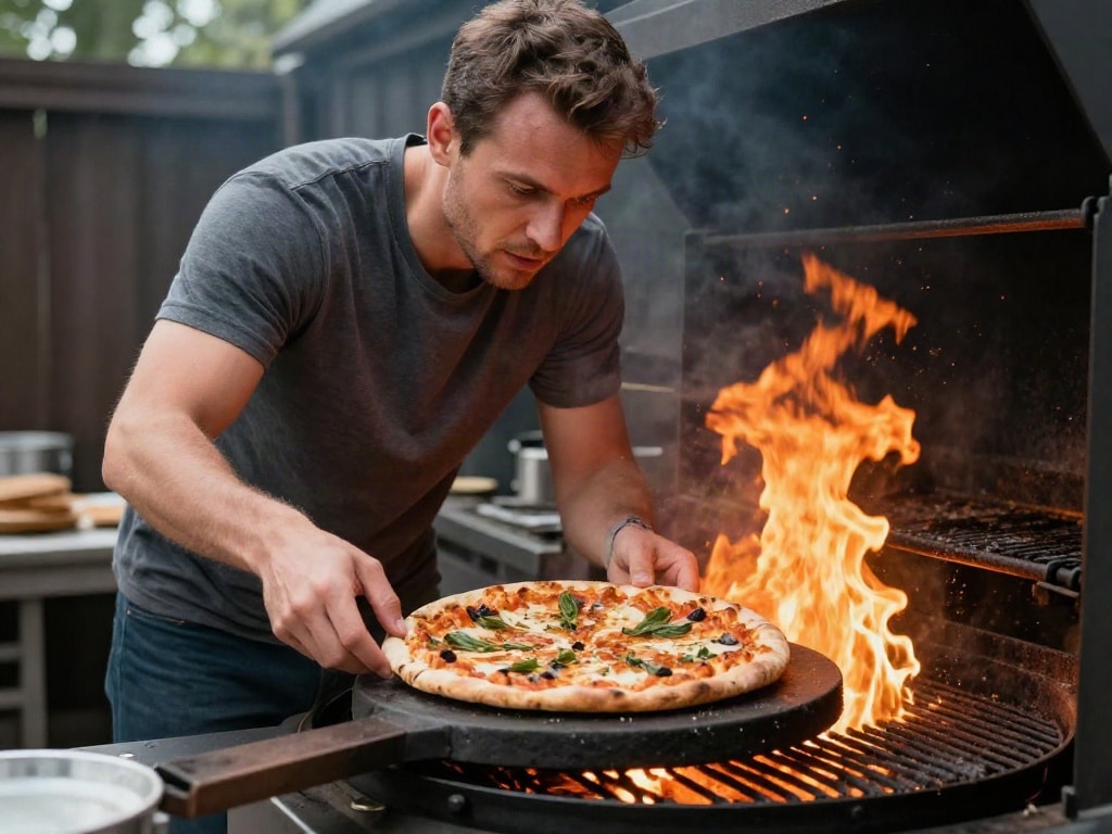 Pizza auf Pizzastein grillen